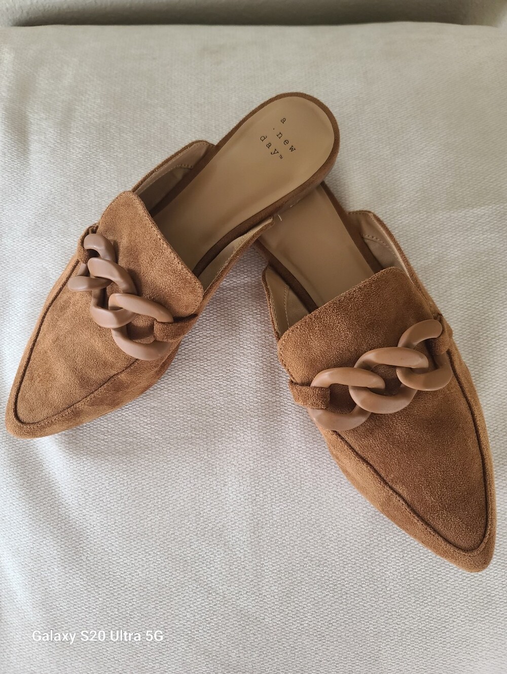 A New Day Cognac/Brown Suede  Mules Pointed-Toe Slip'on Mules Women's     Size 8